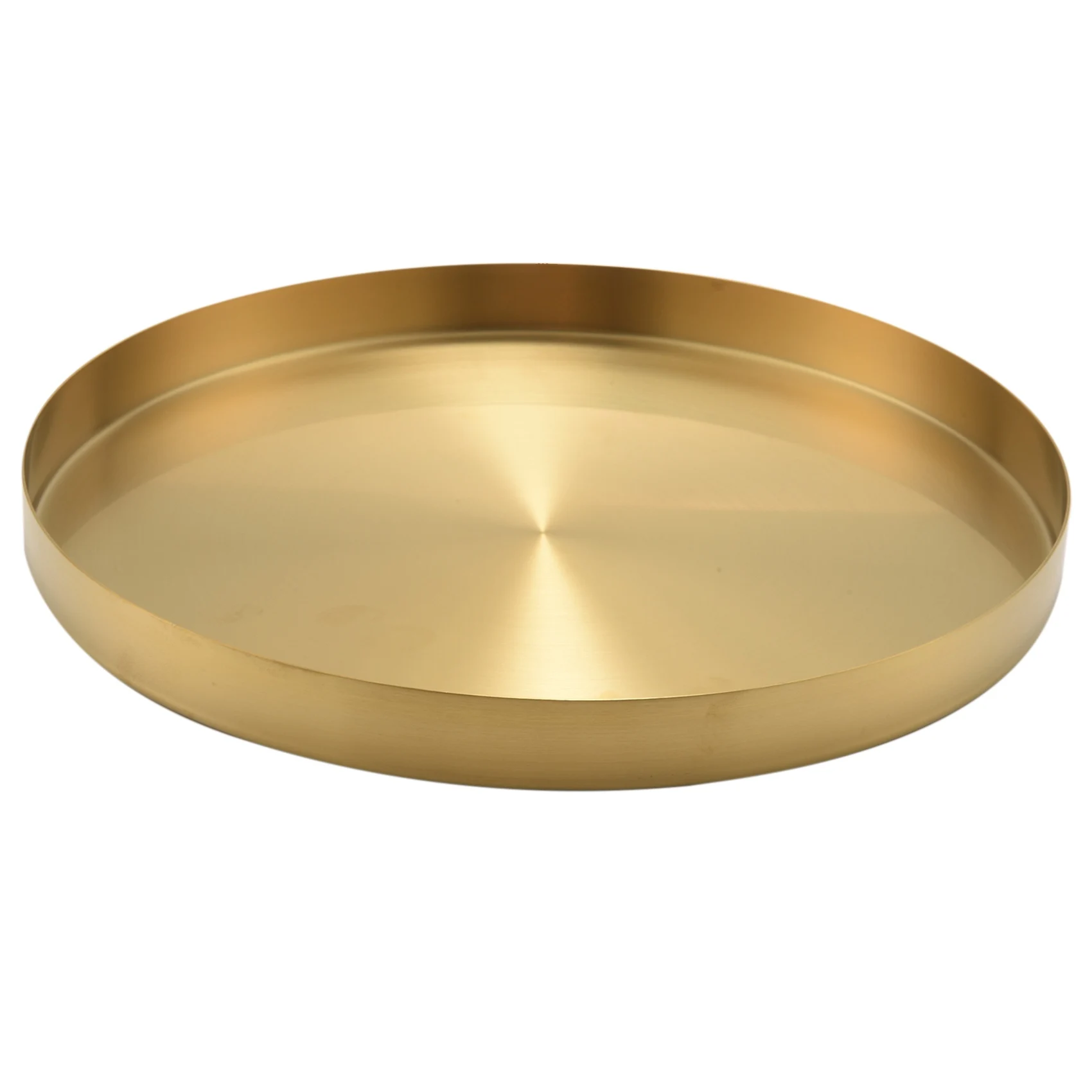 Round Gold Tray,Metal Decorative Tray Makeup Tray Organizer for Vanity,Bathroom,Dress,Matte Brass Finish, 11.8 Inch