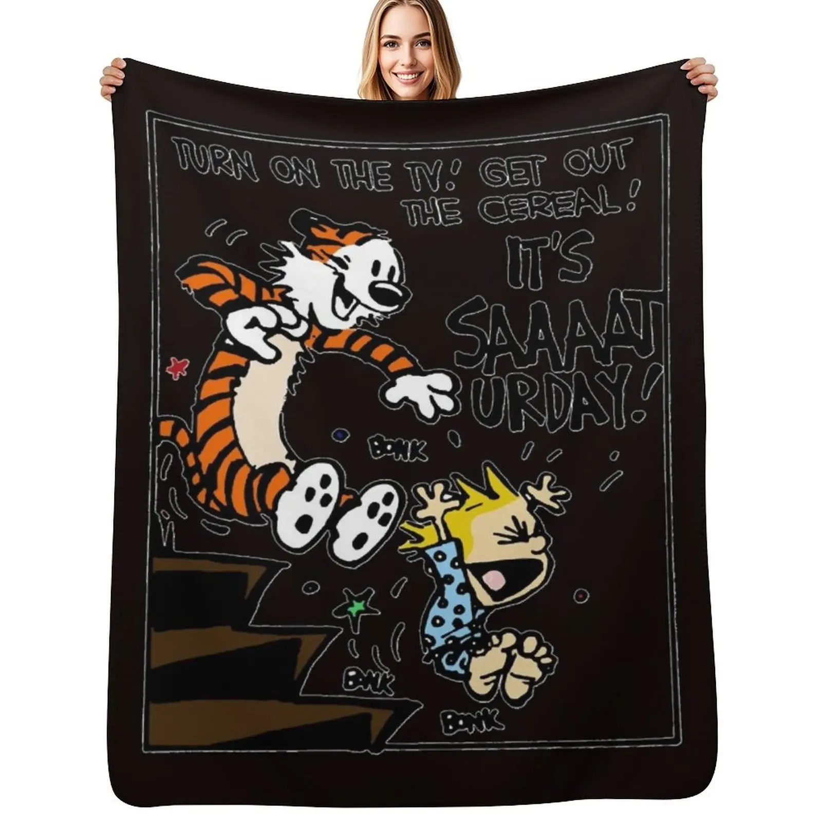 

Calvin and tiger Throw Blanket Warm Flannel Blanket for Couch Chair Bedroom