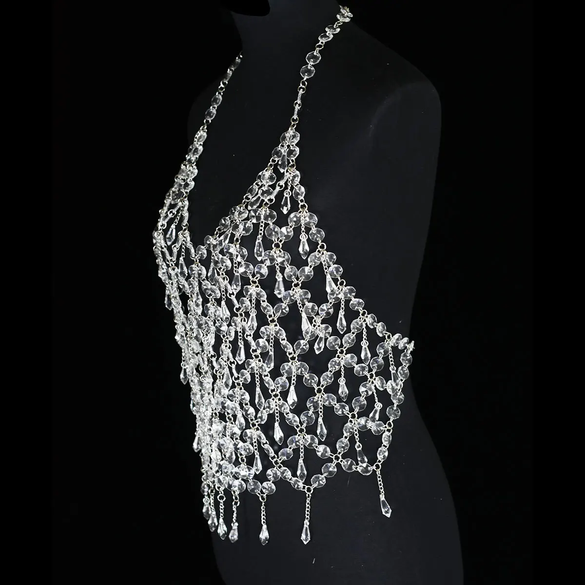 Crystal Sexy Vest Women Crop Top Rhinestone Lingerie Body Chain Women Tank Tops Acrylic Camisoles Bra Y2K