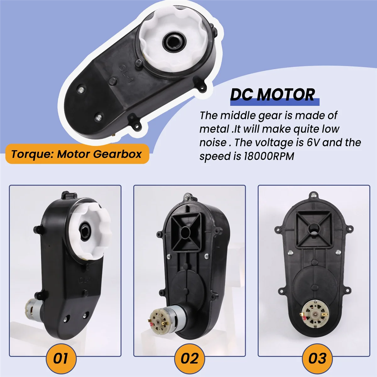 กล่องเกียร์ Motor listrik รถ RS390 6V 18000RPM กล่องเกียร์จอ DC สำหรับเด็กรถของเล่น