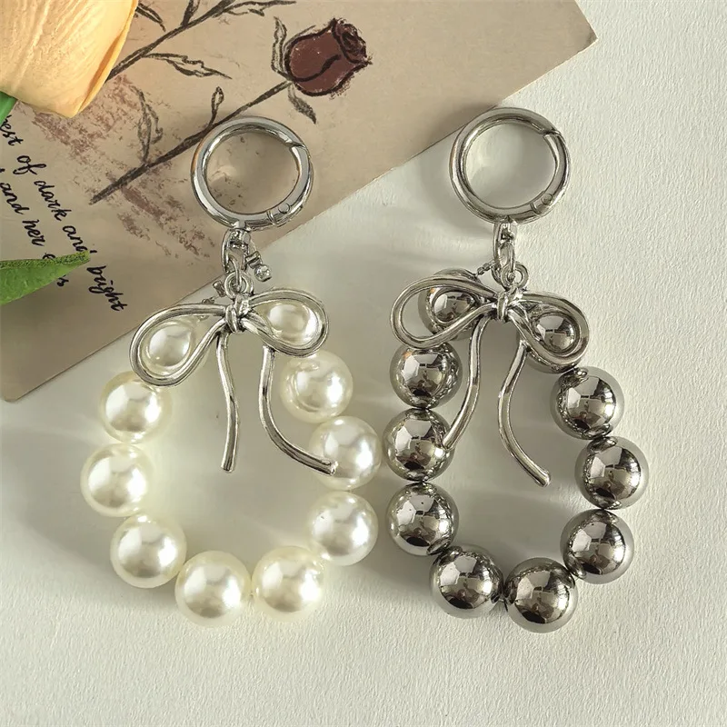 

Simple Temperament Pearl Mobile Phone Lanyard, Bow Bag Keychain Accessories