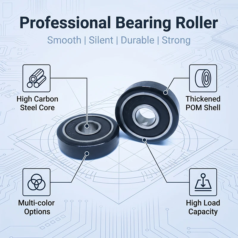 4pc OD 30mm Hole 6mm POM Plastic Coated Bearing Roller 6x30x12 BS62630-12 High Wear Resistance High Quality Nylon Pulley 6*30*12