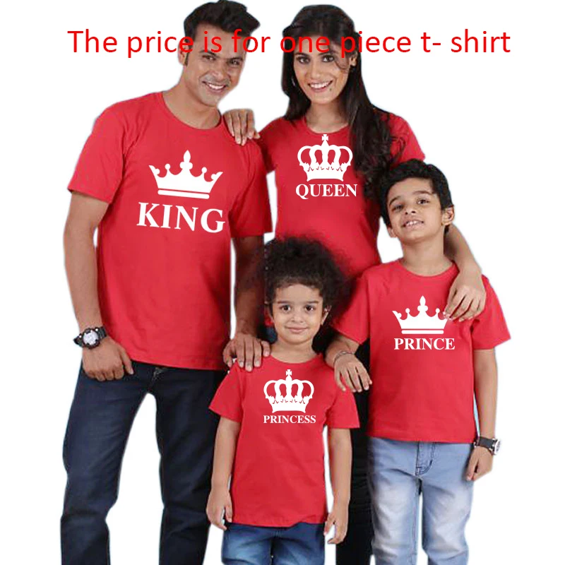 Family matching clothes outfits look father mother daughter son king queen crown tshirt clothing daddy mommy and me baby dresses