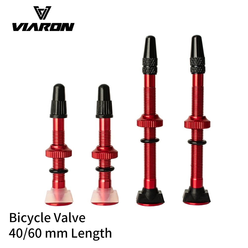 VIARON 2PCS Bicycle Tubeless Tire Valve  FV Brass Alloy Core Optional color Stem 40/60mm length Cap & Tool