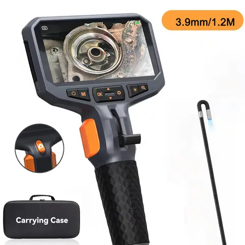 TESLONG TD450S 4.5 인치 IPS 스크린, 3.9mm 렌즈 관절형 보어스코프 검사 카메라, 1.2m 유연한 튜브
