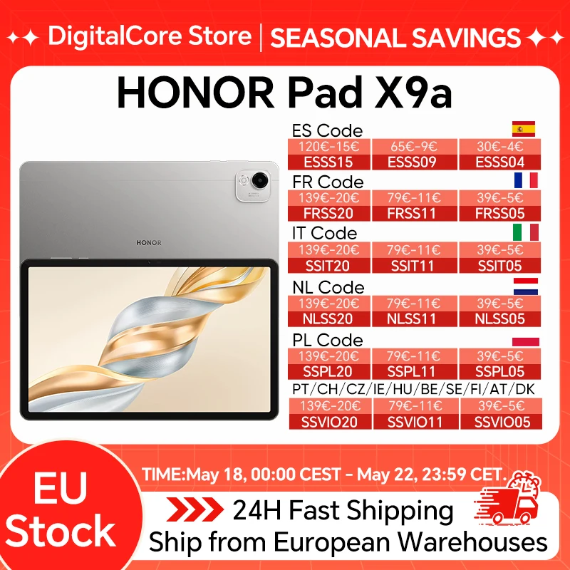 HONOR Pad X9a Écran LCD 11,5 pouces Taux de rafraîchissement 120 Hz 1,07 milliard de couleurs Luminosité 400 nit, Snapdragon 685 WIFI Octa-Core, 8300 mAh