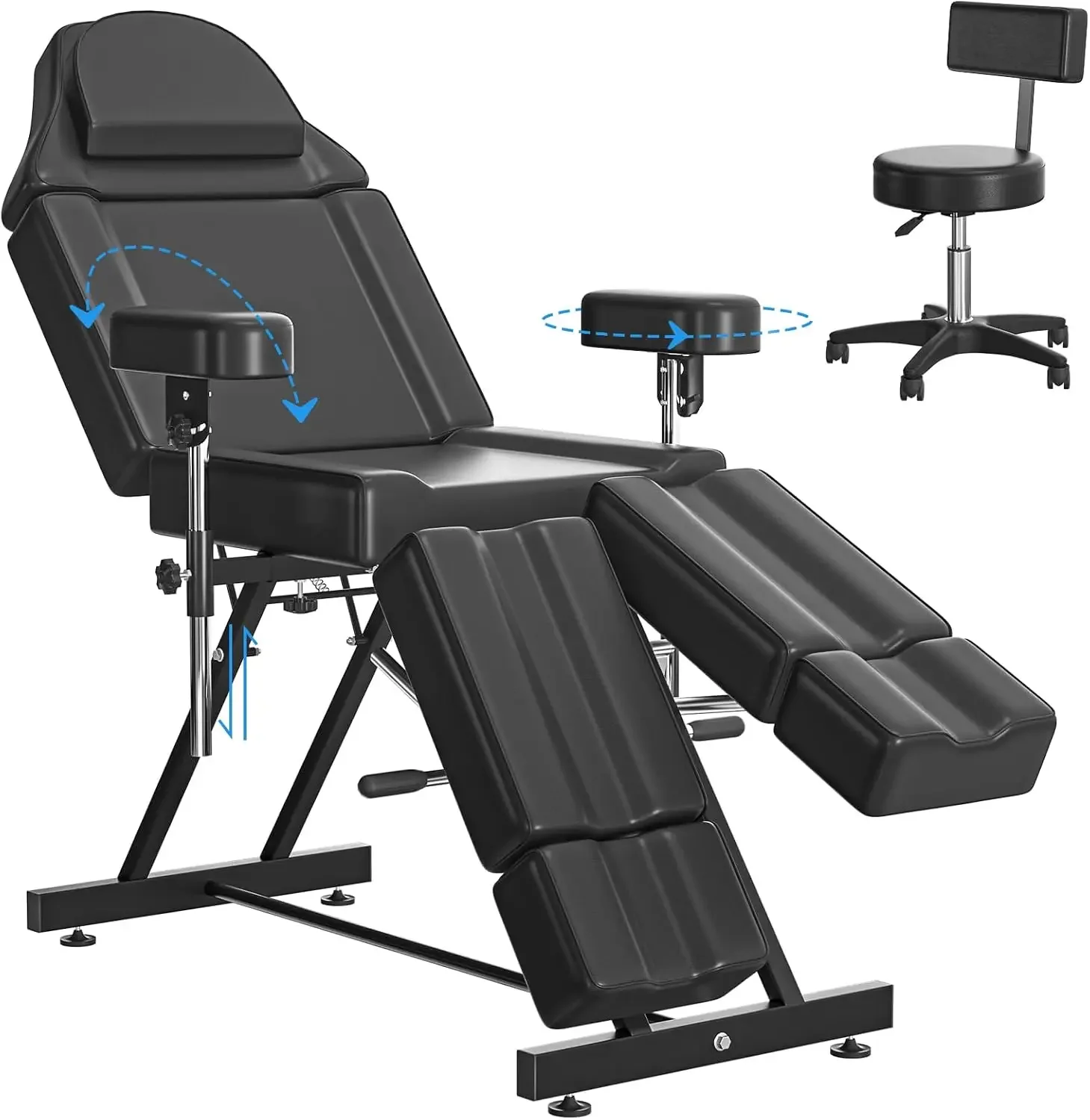 Tattoo Chair for Client, Split Legs & Stool Adjustable Lash Bed | Portable lash tattoo bed; esthetician facial bed; massage tabl