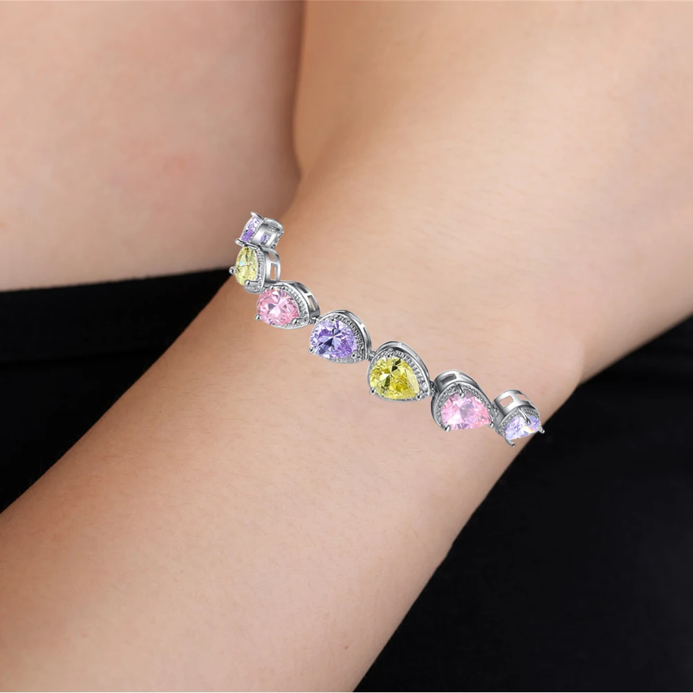 

Zircon Bracelet Shining Elegant Gift for Women Lightweight Durable Couple Name Birthstone Rhinestones Fashion Jewelry