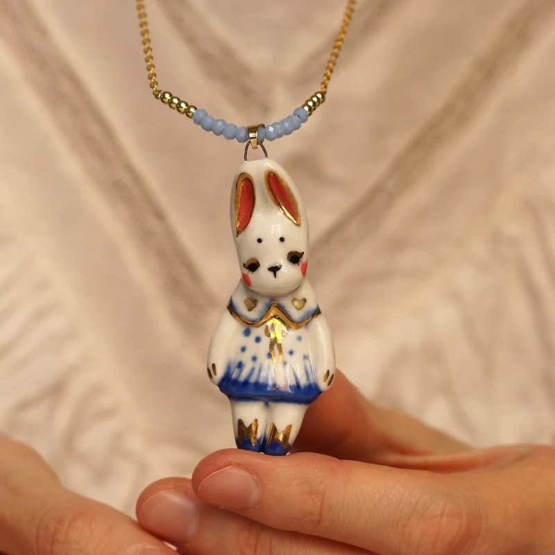 Mini Cute Cartoon Animal Pendant Necklace Rabbit Elephant Panda Design Delicate Vintage Animal Chain For Daily Casual Outfits