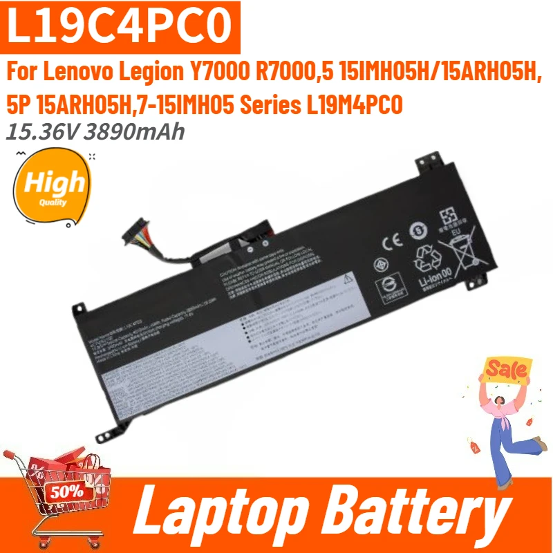 

High Quality 15.36V 3890mAh Laptop Battery L19C4PC0 L19M4PC0 For Lenovo Legion Y7000 R7000,5 15IMH05H/15ARH05H,7-15IMH05 Series