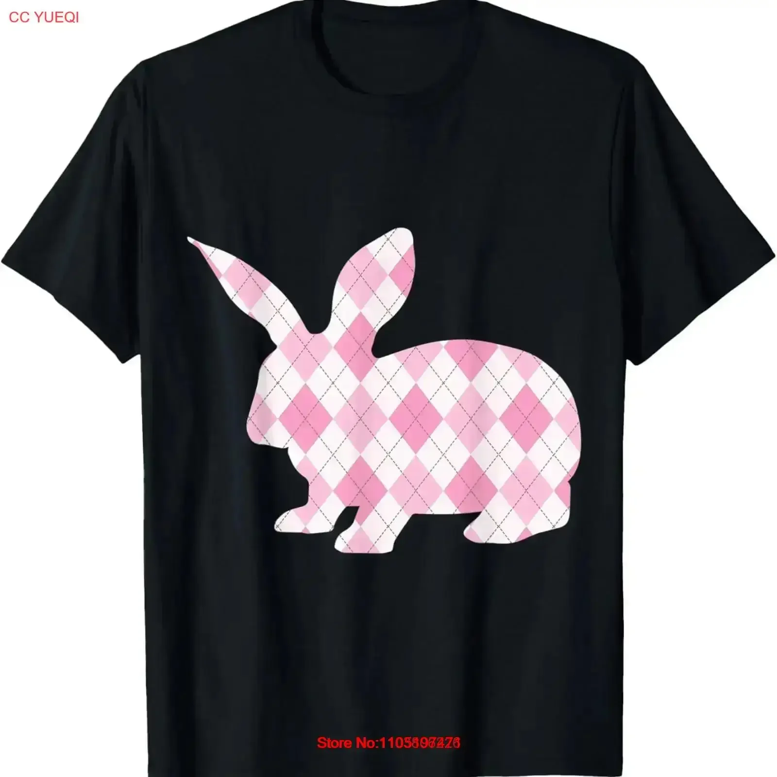 

Argyle Pink Easter Bunny Sunday T Shirt vintage Washed Stretched designer clothes Top For Everyday Wear homme Comfortable