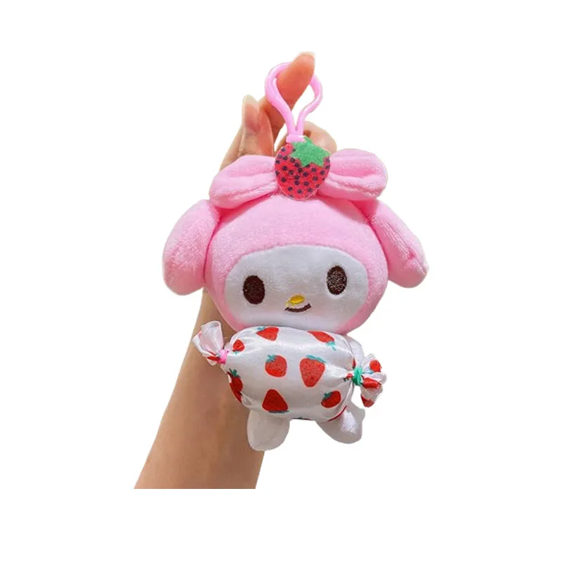 Melody sleutelhanger cartoon pluche hanger aardbei snoep Kuromi pop tas charme voor meisjes als cadeau hanger