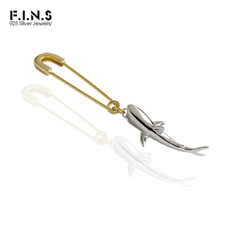 

F.I.N.S CUSTOM 1PC 925 пробы серебряные серьги One Piece Single Shark Safe Pin Drop Personality entes Plata 925