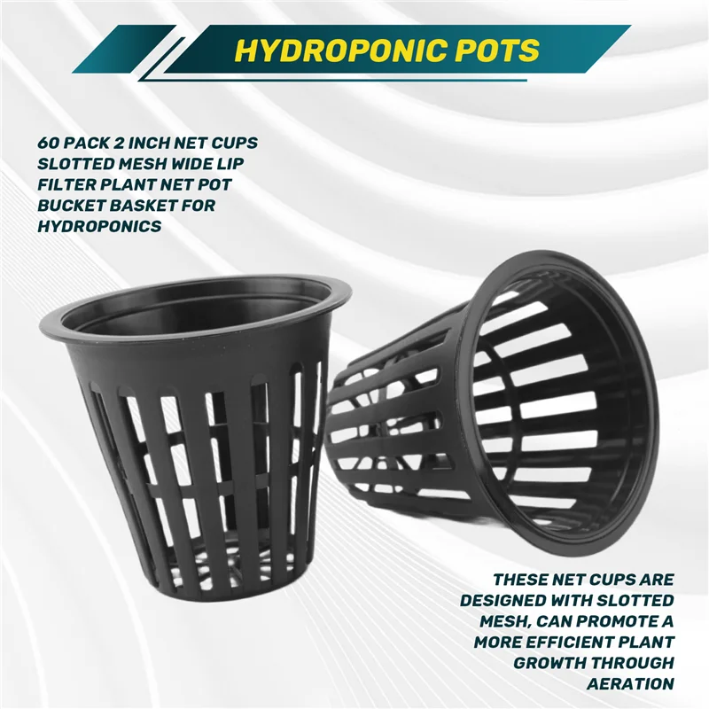 MAKE-60 Pack 2-дюймовые сетчатые чашки с прорезями, широкий фильтр для губ, сетка для растений, горшок, корзина для ведра для гидропоники