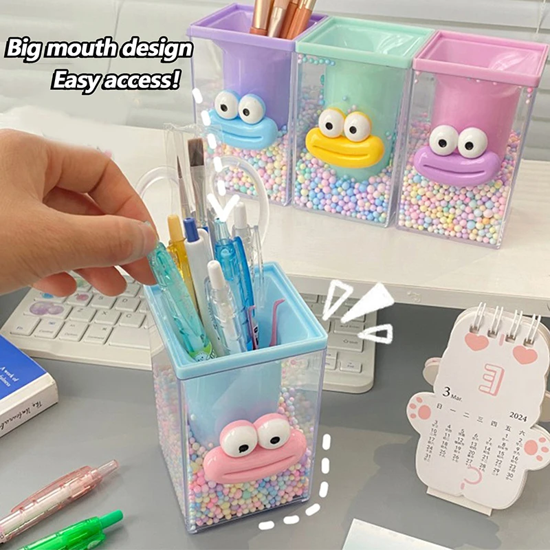 Lábios em forma de salsicha bola colorida engraçada Pen Box, grande capacidade, Cartoon Makeup Brush Holder, caixa de armazenamento multifuncional DIY