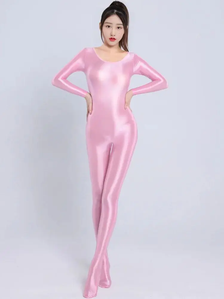 M XL Unisex Bust Seamless Glossy Shiny Bodystocking Catsuit Tights Hot Sexy Leotard Conjoined Jumpsuit Unitard Bodsuit One Piece