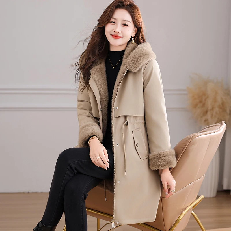 New Women'S Winter High-Quality Double-Sided Thick Cold Proof Coat Fashionable And Versatile Slim And Warm Hooded Jacket