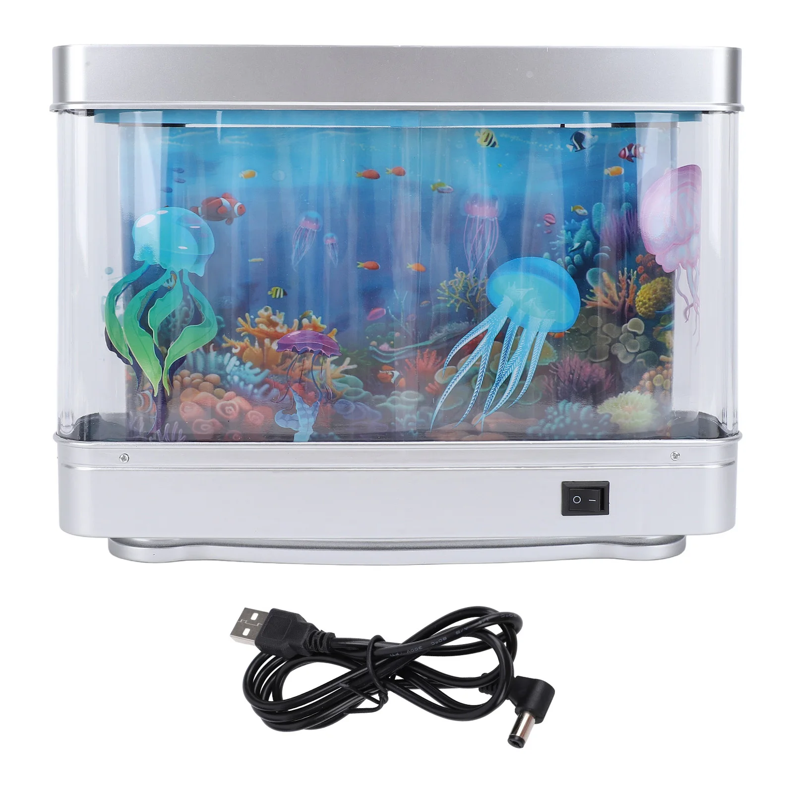 Fake Fish Tank Lamp with Moving Fish LED White Light USB 5V Plug In Artificial Aquarium Lamp for Desktop Bedroom