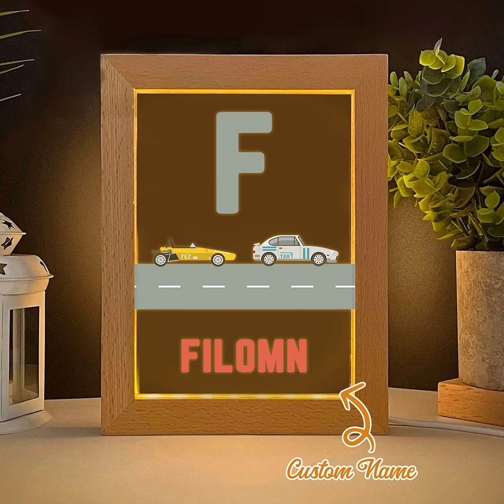 

Sports Car Track Personalized Name LED Night View Photo Frame Custom Gift Family Living Room Bedroom Dining Room Home Decoration