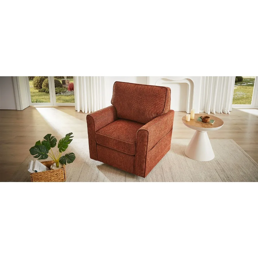 

360 Swivel Chair Accent Barrel Armchair Swivel Sofa Chair with Side Pockets for Living Room Bedroom Office and Hotel Red