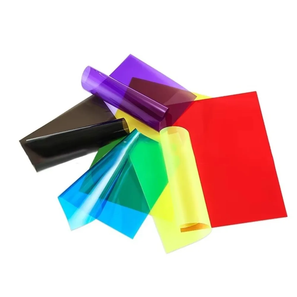 Thickened Colored Glass Paper Multicolored Craft Supplies Transparent PVC Sheet DIY Translucent Hard Sheet for Light Filtering