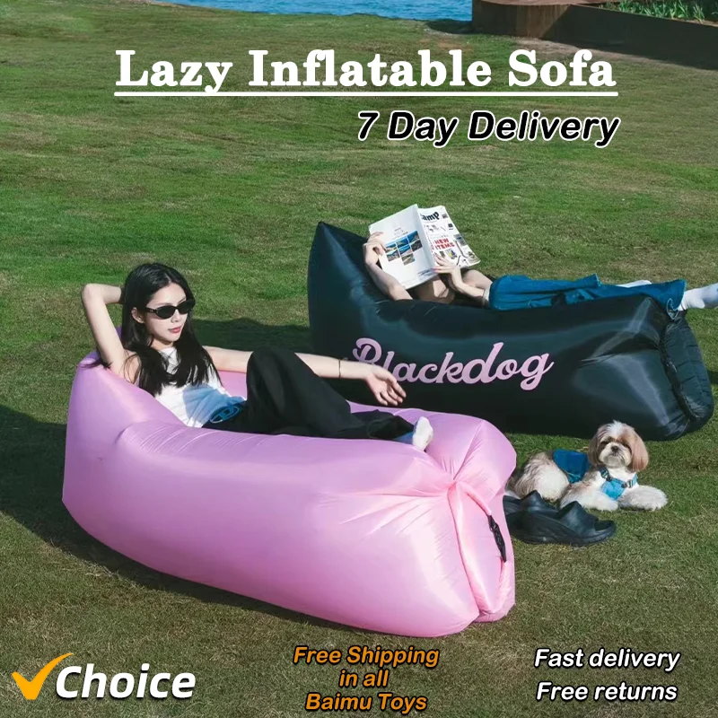 Outdoor Portable Lazy Inflatable Sofa Park Grassland Water Beach Camping Air Sofa Folding Camping Air Cushion Infaltable Sofa