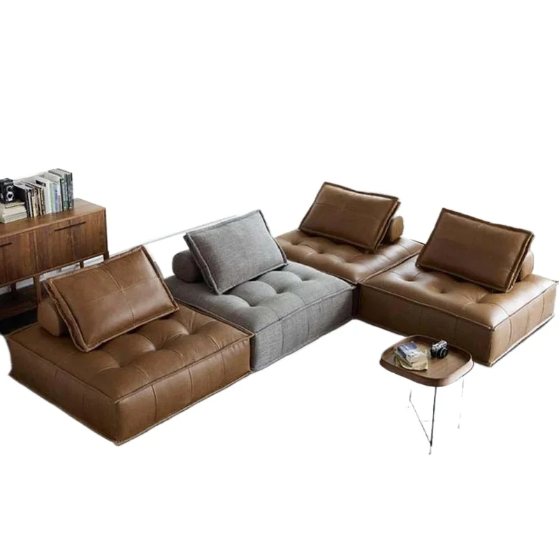 

Italian fabric futon sofa steel plate bottom pad modern modular combination leather sofa sofa