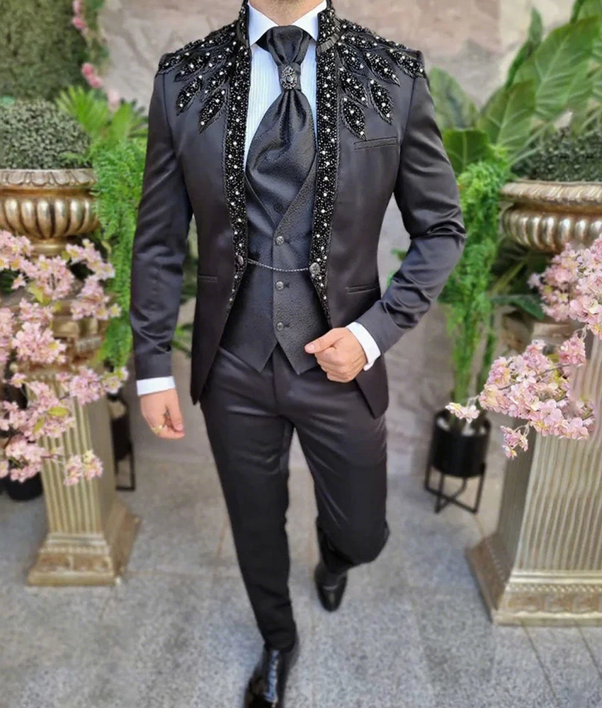 

Luxury Sequined Beading Crystal Wedding Party Dress Graceful 2-piece Men's Suit ( Blazer+Pants ) Celebrity Gowns prom dresses