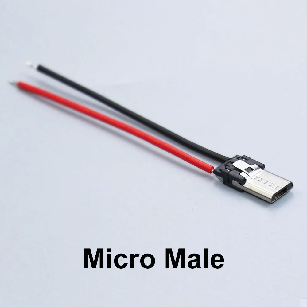JCD 2-Pin Micro-USB Typ-C Stecker Buchse Schweißkabel Steckverbinder Gerade für Handy-Ladeanschluss Ladebuchse