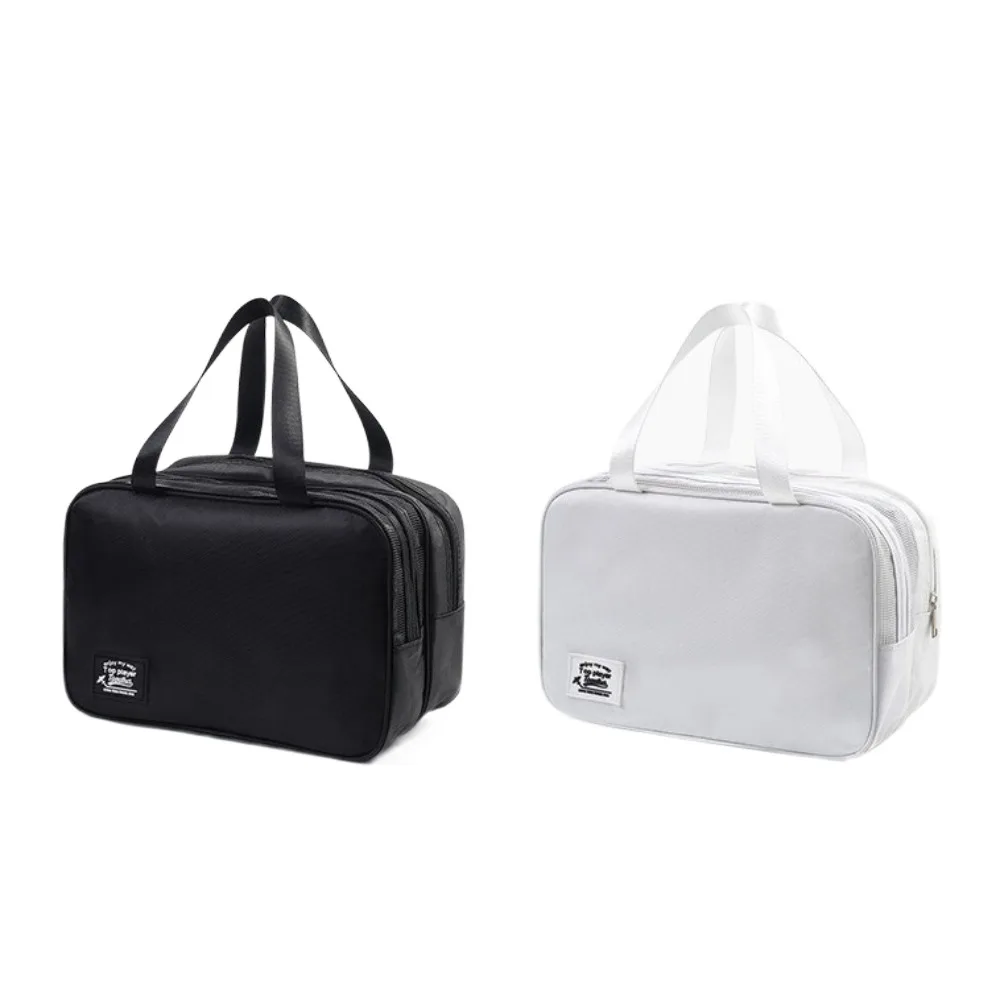 Solid Color Handheld Cosmetic Bag Large Capacity Oxford Cloth Pouches Bag Organizer Thickened Multi-layered Make Up Pouch Bag