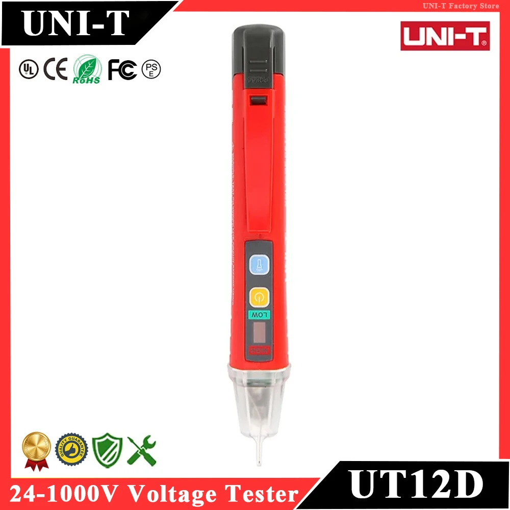 UNI-T UT12D Voltage Detector 24 1000V Non Contact AC Voltage Tester Pen Socket Zero Fire Line Contactless Electrical Test Pencil