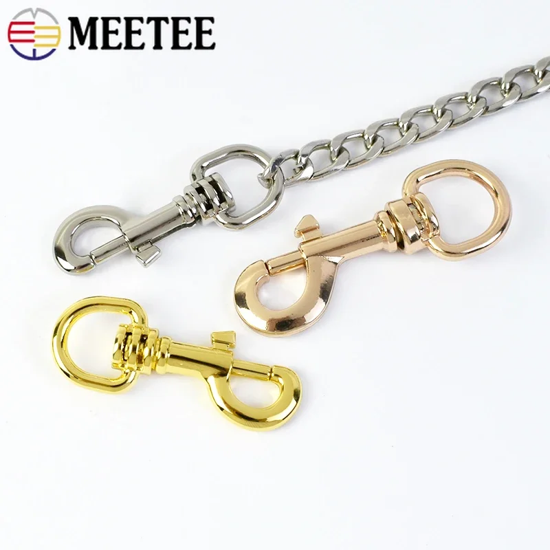 4/10Pcs Meetee 12/15mm Metal Swivel Lobster Clasp Handbag Strap Connect Snap Clip Keychain Carabiner Collar Bag Buckle Hardware