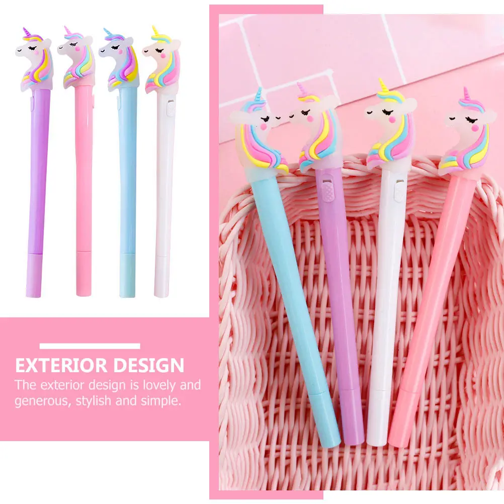 

8 Pcs Light Pen Children Cute Bendable Pens Writing Portable Cartoon Decorative Student