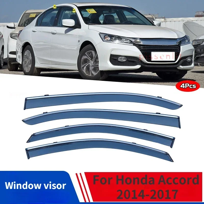 

Аксессуары для Honda Accord 2014-2017, дверной козырек, вентиляционные шторы, яркая полоса, ветровые дефлекторы, козырьки, защита от дождя, навесы