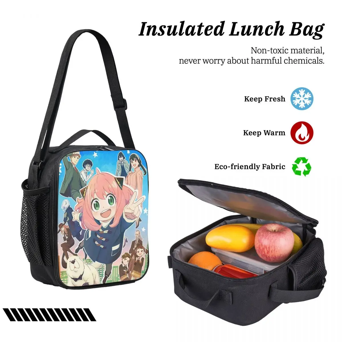 Kawaii مانغا جاسوس X الأسرة على ظهره طالب صبي بنات BookBag حقيبة مدرسية كمبيوتر محمول حقائب كتف 3ps معزول حقيبة الغداء مقلمة