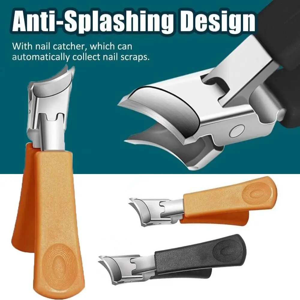 Tagliaunghie inclinato antispruzzo con ampia apertura della mascella Lama obliqua Tagliaunghie curvo durevole Strumenti per manicure in acciaio inossidabile