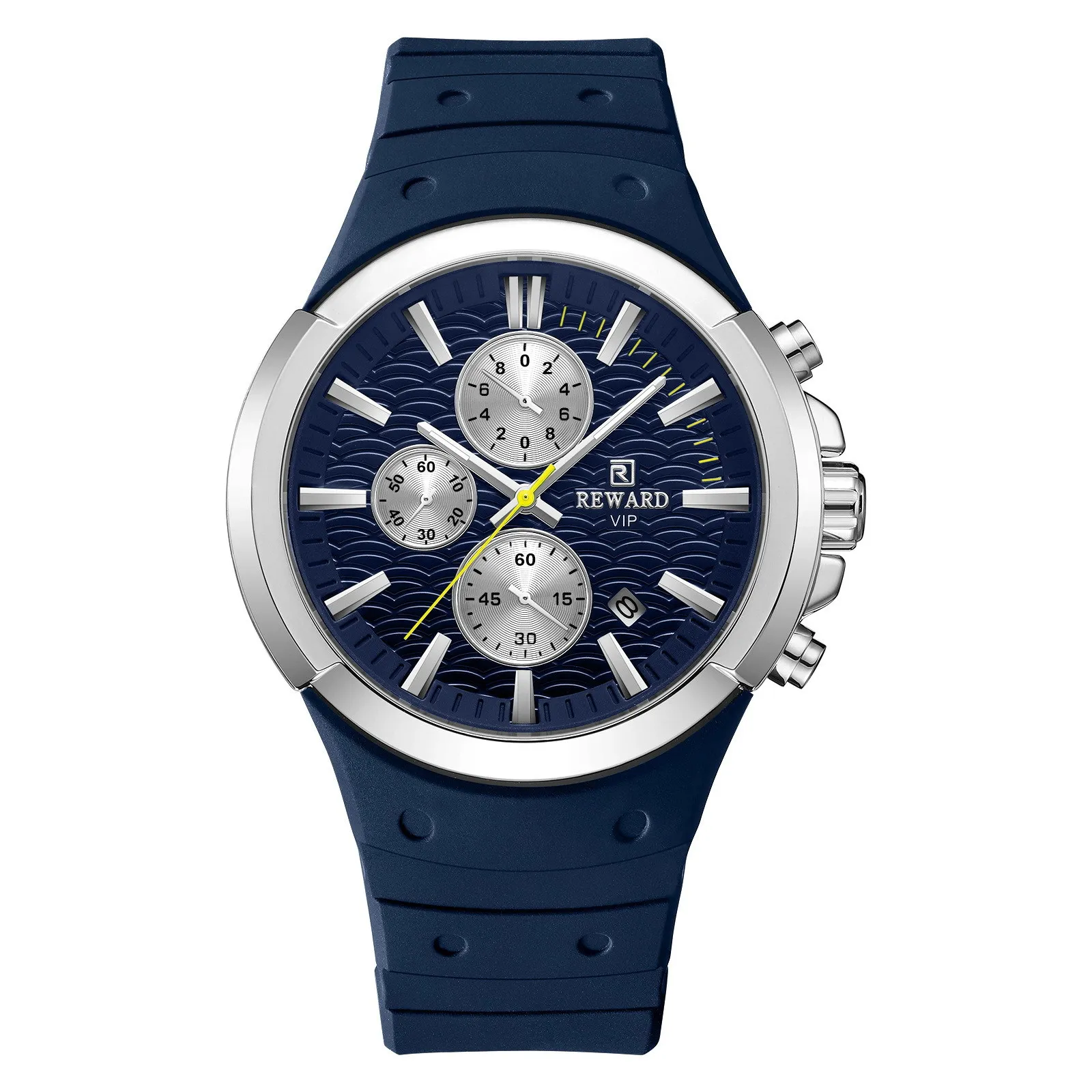 Men's Silicone Wristband Multi-Function Sports Watch Three-Eye Six-Hand Men's Watch Durable Comfortable Silicone Strap