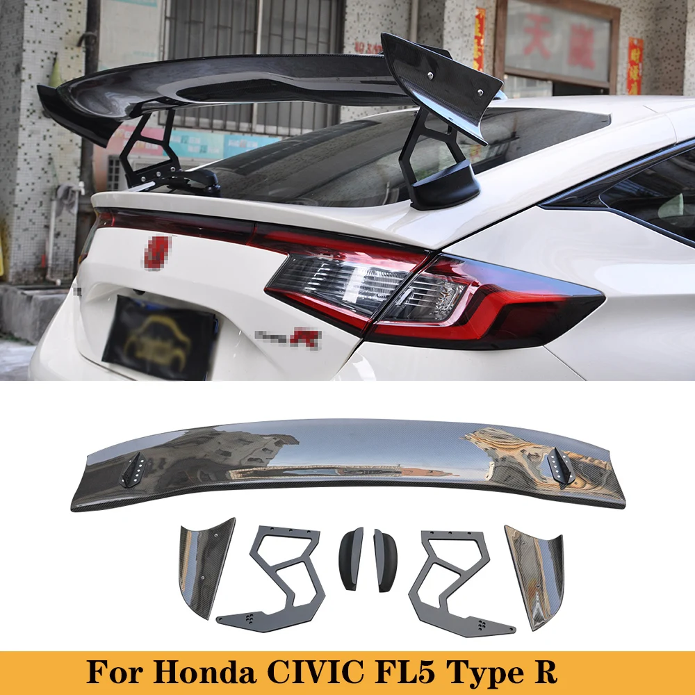 Real Carbon Fiber Rear Trunk Boot Lip Spoiler Wing For Honda Civic TYPE R FL5 Hatchback 2022-2023 Auto Tuning