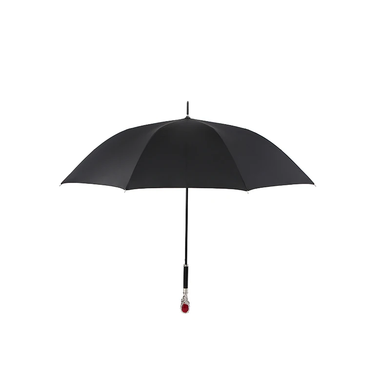 Crystal head long umbrella high-end straight umbrella Ruby long umbrella sunscreen.