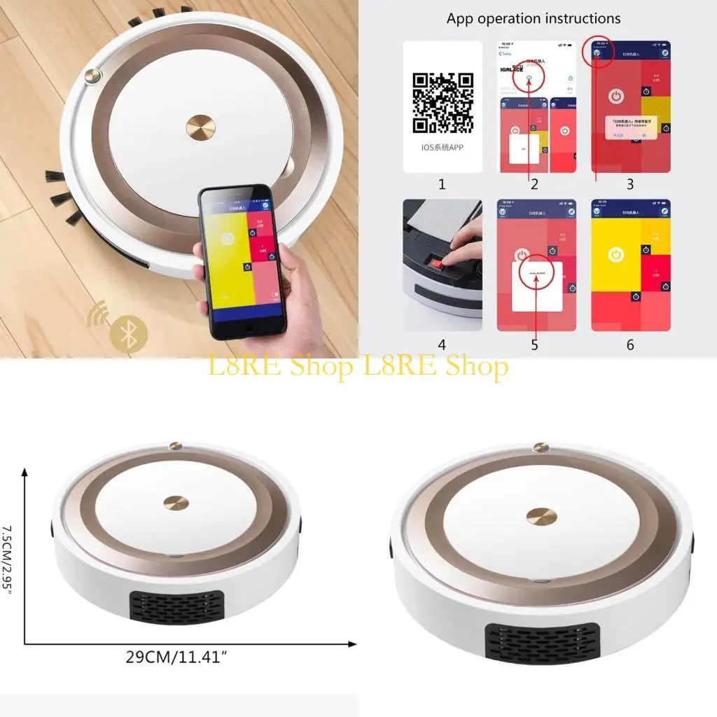 

L8RE Автоматический USB-робот-пылесос 3-в-1 с таймером очистки для влажной/сухой уборки, без тупиков
