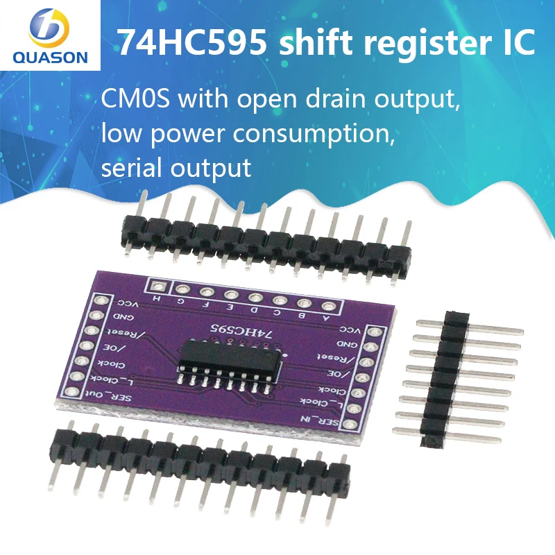 74HC595 shift register IC drain open output CMOS serial output low power consumption