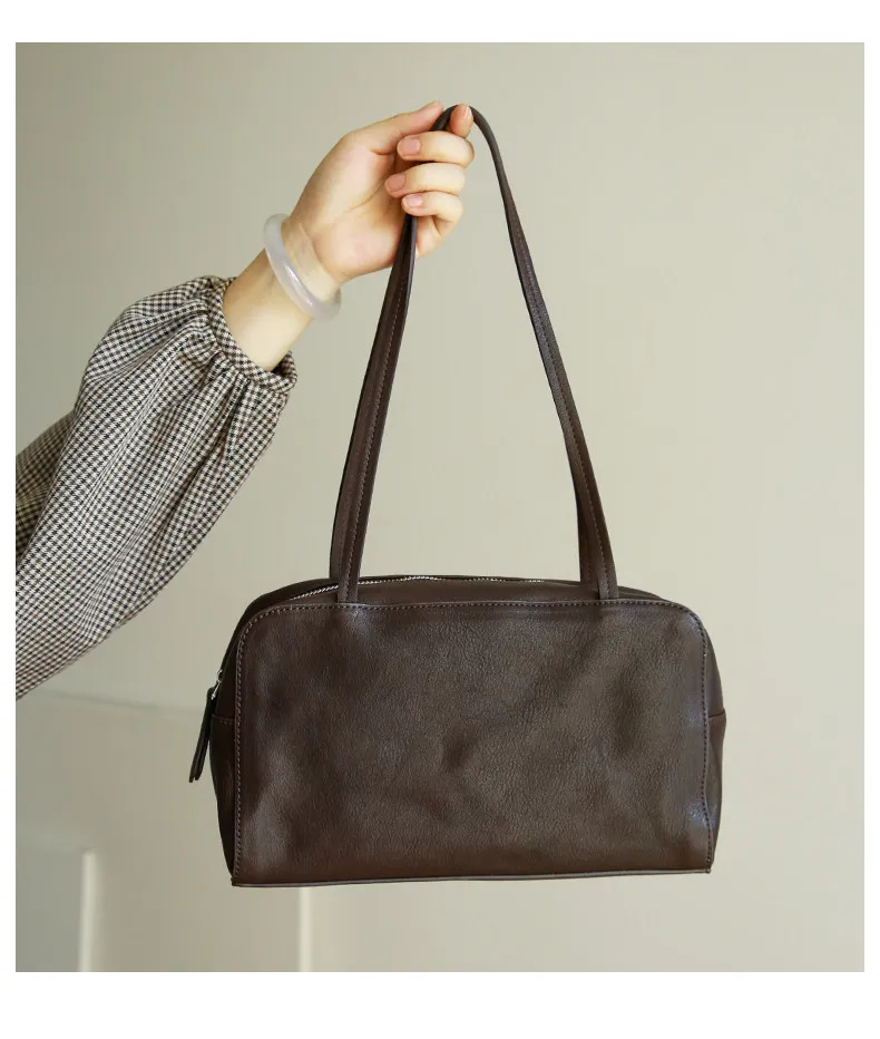 Lässige Designer-Handtasche aus weichem, echtem Leder, Damen-Umhängetasche, modisch, schlicht, luxuriös, aus echtem Rindsleder, Damen-Unterarmtasche – Detail 15