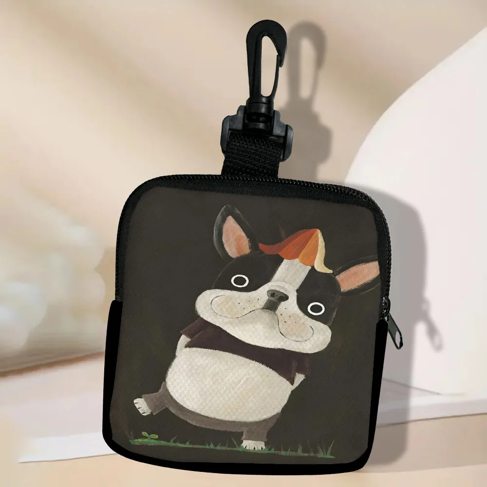 

Портативная женская сумка для монет Love French Bulldog, кошелек для денег, держатель для удостоверения личности, чехол-кошелек на молнии, сумка для хранения ключей, мини-сумка для ключей 5,23