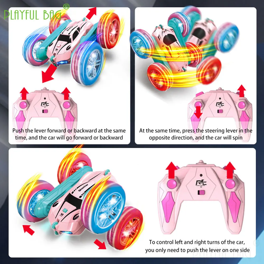 2.4G RCスタントカー 電動リモコン変形360 °   スピンカー キッズ クリスマスギフト オフロード ドリフト 楽しいおもちゃの乗り物 VG138