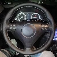 Hand-stitched Microfiber Leather Car Steering Wheel Cover For Mercedes Benz C SLK Class W203 R171 2004-2008 Steering Wheel Case