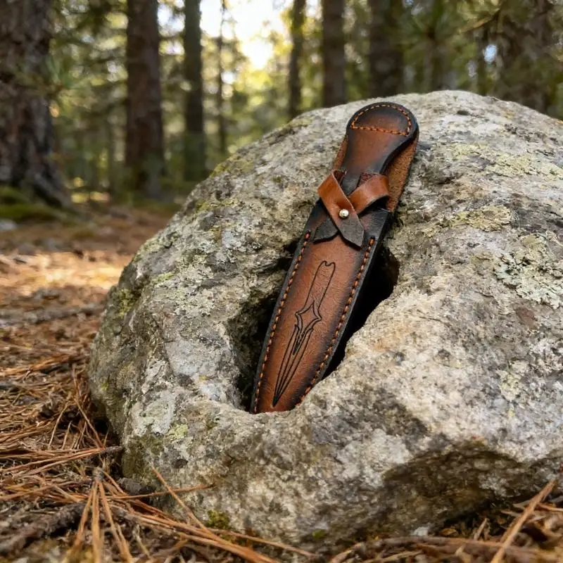 Straight Cutter Sleeve Multitool Pouches Leathers Sheath Belt Holder for Outdoor Camping, BBQ,