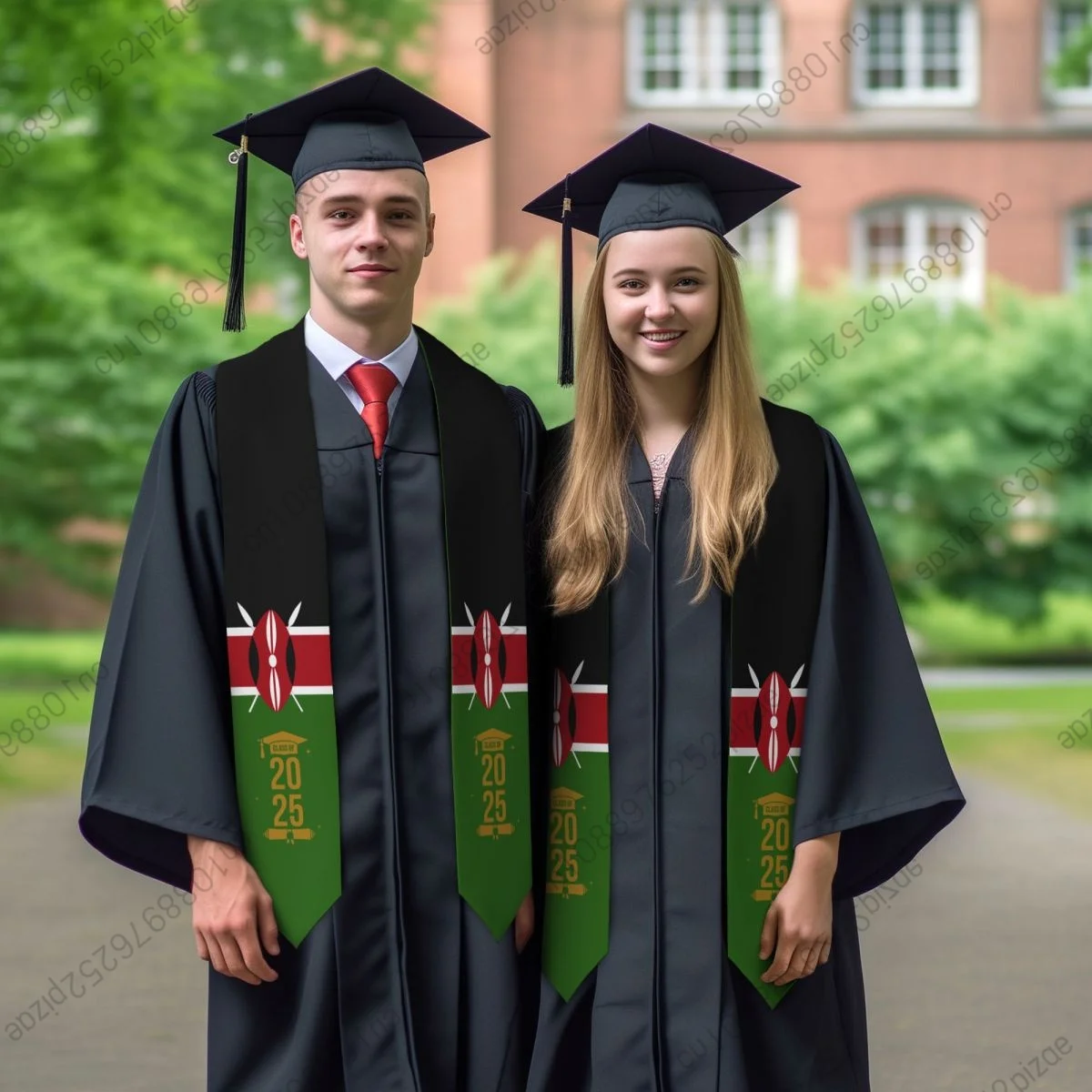 

New Kenya Flag Unisex Top Print Graduation Stole Sash Adult Plain Graduate Honor Stole Class of 2025