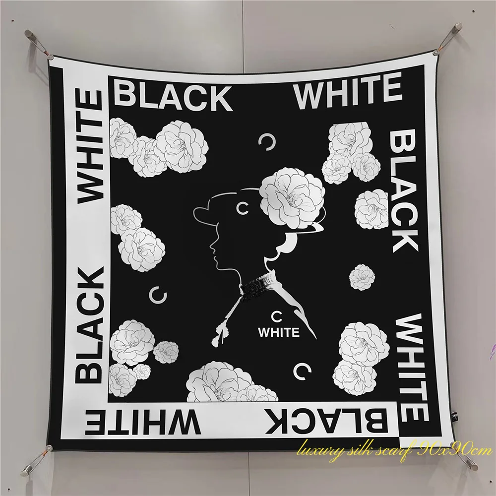 

Саржевый шелковый однотонный клетчатый женский уличный солнцезащитный крем, шаль, большой квадратный шарф, платок, женский роскошный шарф