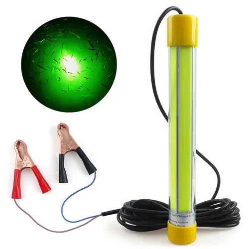 Luz LED verde sumergible para pesca submarina, 50W, Crappie Shad, barco, lámpara buscador de pesca nocturna, luz de caída profunda, Cable de 5M