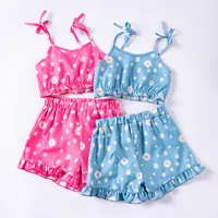 Toddler Girls Tank Top + Shorts Set Summer Floral Print 2pcs Two Colours Available for Birthday Party or Beachwear